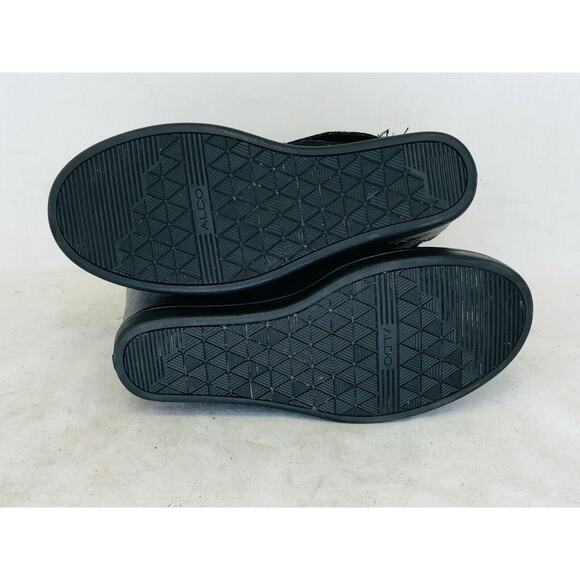 ALDO Womens Black Leather Suede Buckle Wedge Ankle Boots Bootie Size 8.5 M - Picture 9 of 11